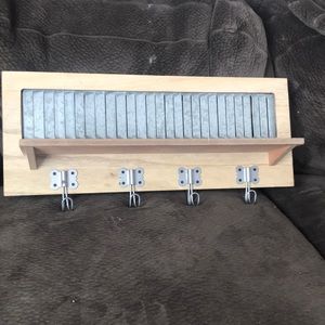 Galvenized wall decor/key holder.